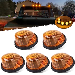 Amber Cab Clearance Marker Light Covers + Base Housing For 73-87 Chevy GMC C/K - Picture 1 of 11