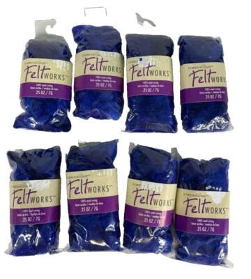 8 Blue Curly Roving Felting 100 percent Wool Dimensions Needle .25 ounces - Image 1 of 4