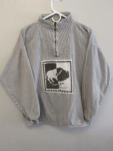 by Taylor American Original Quarter Zip S Grey Bison Graphic Retro Sweatshirt - Picture 1 of 12