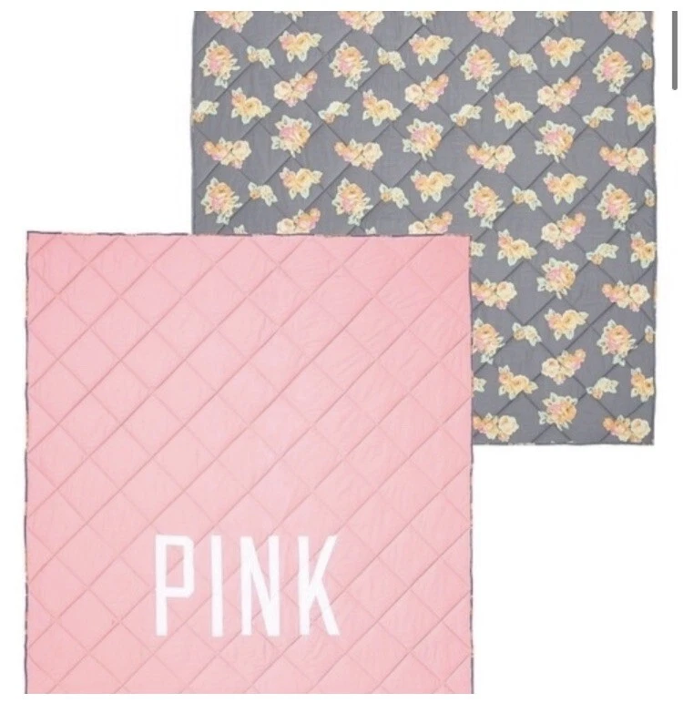 Vicrorias Secret розовый чрезвычайно редкая цветочный двусторонний Twin одеяло серый/розовый - Изображение 1 из 4