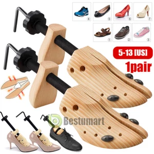 One/Pair 2-way Wooden Adjustable Shoe Stretcher Expander for Men Women Size 5-13 - Picture 1 of 30