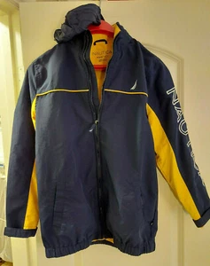Nautica Navy and Yellow Boy's Anchor J-Class Jacket w/Hood - Size M (10/12) - Picture 1 of 9