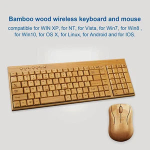 Computer Wireless Devices 2.4GHz Wireless Connection Bamboo Wood Computer C  - Picture 1 of 29