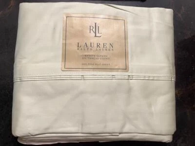 Lençol plano completo Ralph Lauren Estate acetinado 450TC hortelã novo - Imagem 1 de 4