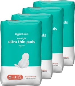 Overnight Pads for Women, Ultra Thin with Flexi-Wings, Unscented, Size 4, 112 Co - Picture 1 of 12