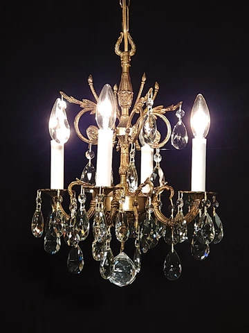 4 Arm 4 Lite Darlingest Glistening Brass & Cut Lead Crystal Chandelier (2 Avail) Cover
