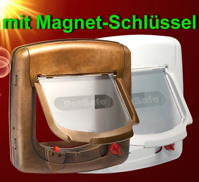 PETSAFE 4-Wege 🐶🐱 KATZENKLAPPE ✚ MAGNETSCHLÜSSEL Katzentür Haustier Hunde Glas