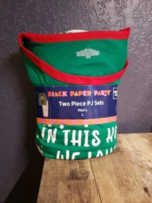 Juego de pijama de Papá Noel de fiesta de papel negro para hombre GRANDE 2 piezas nuevo con etiquetas Foto 1 de 4
