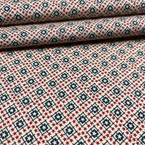 4th of July Stars Fabric Star Squares Red Blue Cream 51” L x 43” W 100% Cotton - Picture 1 of 12