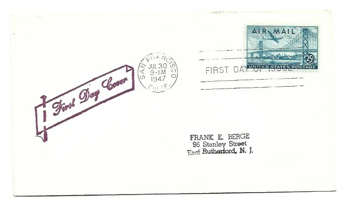 JH C36 25c Bay Bridge typed address generic FDC - Image 1 of 1