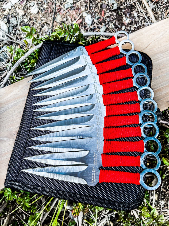 12pc Ninja Throwing Knives Set Combat Naruto Kunai 6" Hunting Knife w/Sheath - Image 1 of 1