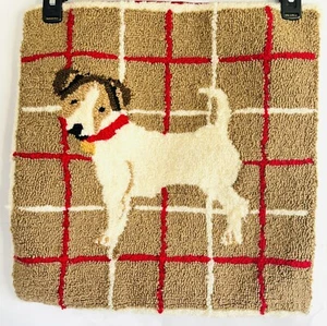 Martha Stewart Hooked  Dog Decorative Pillow Cover Jack Russel Terrier - Picture 1 of 4