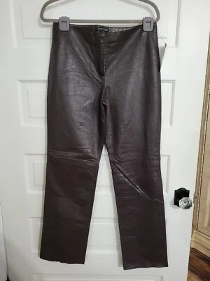 Kenneth Cole Chocolate Brown Light Weight Leather Women's Pant 10 - Image 1 of 4