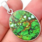 Natural Green Matrix Turquoise 925 Sterling Silver Pendant Jewelry P-1001