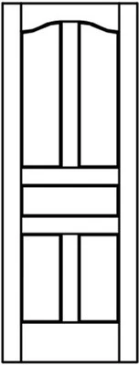 Puertas de madera interiores con tapa de cejas tradicionales planas de 5 paneles - Modelo de 20 especies # 5EM Foto 1 de 4