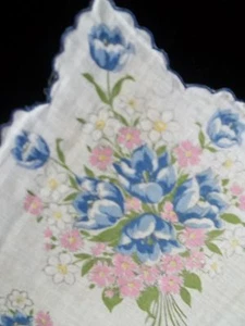 Pañuelo estampado floral vintage azul y blanco con estampado de flores 28 - Imagen 1 de 8