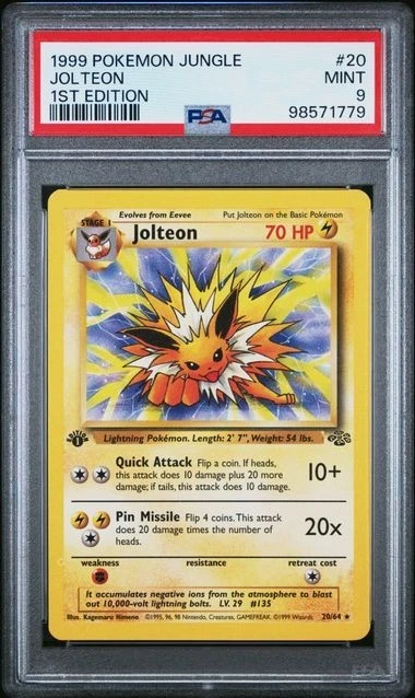 1999 Pokemon Jungle - Jolteon - First 1st Edition - #20/64 - PSA 9 - Image 1 of 2