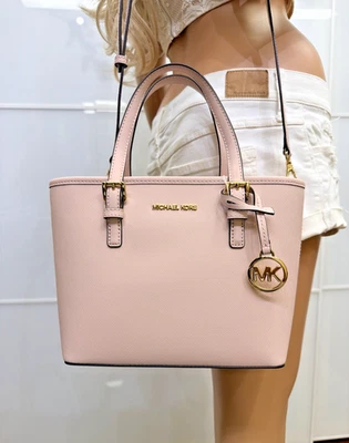 Bolso Bandolera Michael Kors Jet Set Viaje X-Pequeño Conv Cuero Polvo Rubor Foto 1 de 4