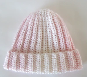 Handmade Baby Ribbed Hat/ Newborn-3 months - Picture 1 of 2