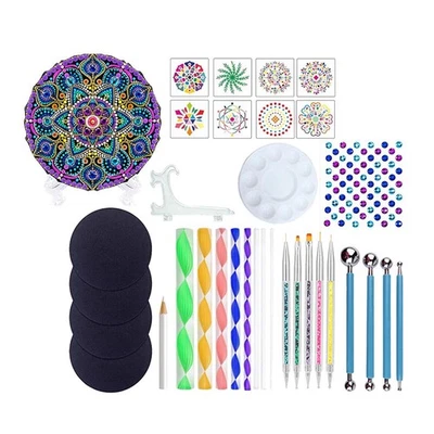 34pcs Mandala Dotting Tools Rock Painting Kit Dot Nail Art Pen Paint - Image 1 of 4