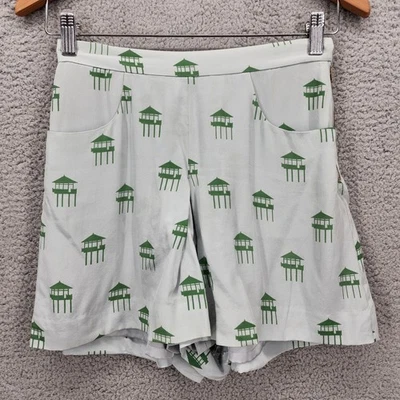 Pantalones Cortos Charlotte by Charlotte Taylor Estampado Pagoda Seda Mujer Talla 0 Cremallera Lateral Foto 1 de 4