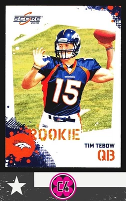 2010 Score Tim Tebow Rookie RC #396 Denver Broncos - Image 1 of 2