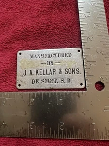 Vintage Metall Ausweisschild, J. A. Kellar & Sons in De Smet, SD. - Bild 1 von 2