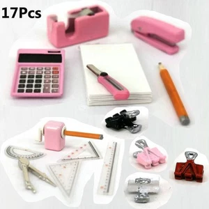 17Pcs 1:12 Dollhouse Miniatures Stationery Ruler Calculator School Accessories - Picture 1 of 12