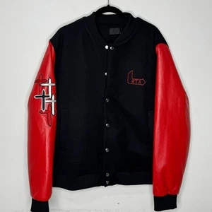 RTA Marty Flame Logo Varsity Jacket Black Red Men’s Medium - Bild 1 von 7