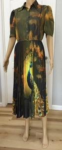 HANAE MORI Shirt Pleated Midi Dress - Picture 1 of 9