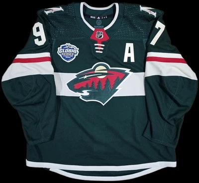 Minnesota Wild Kaprizov MiC Team Issued Jersey, Size 58, W/ Global Series Patch - Image 1 of 2