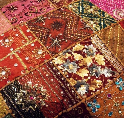 Funda de cojín abstracta india decorativa bordada retazos funda de almohada Foto 1 de 4