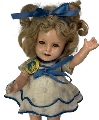 ORIGINAL BLUE DOT DRESS! Vintage 1930s Ideal Shirley Temple 13" Composition Doll - Image 1 of 4