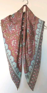 Damen 100% Seide Kopf Hals Gürtel Schal Blumen Rosa Blau Grün Weiß 90x90cm - Bild 1 von 6