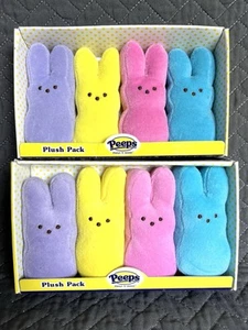 Peeps Plush Easter Bunny Bunnies Set 2 - 4 Packs Purple Blue Pink Yellow NOS - Picture 1 of 11