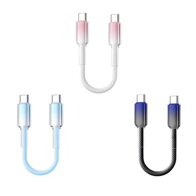 Heavy Duty Fast Charger Cable 25cm USB-C to USB-C PD 120W 6A Short Braided Lead - Image 1 of 4