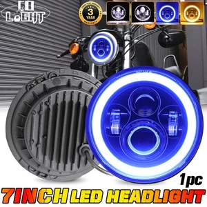 7" Inch Motorcycle LED Headlight W/BLUE DRL Hi/Lo Beam Lamp For Motorbike Motor - Picture 1 of 16