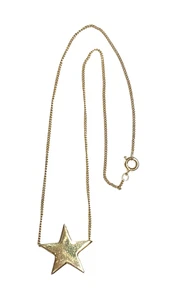 Vintage goldfarben minimalistisch Stern Anhänger Halsband Halskette himmlisch 14" Retro - Bild 1 von 24