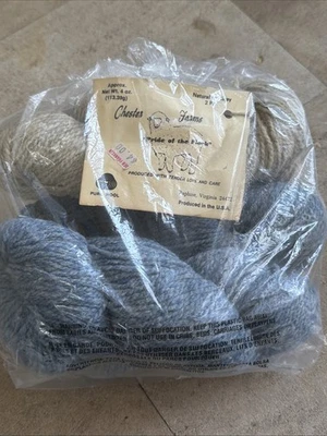 Vtg Chester Farms 100% Pure Wool Yarn 2Ply USA 4oz Fisherman's 1 Lite Gray 2Blue - Image 1 of 4