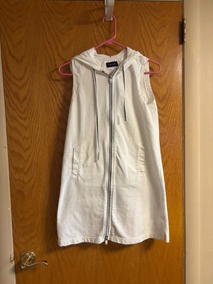 Nautica Beach Blanco Sin Mangas Cremallera Frontal Sudadera con Capucha Natación Encubrimiento Algodón Talla Pequeña Foto 1 de 4