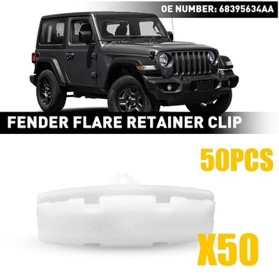 White Plastic Retainer Clips Set of 50 for Jeep Gladiator 2020 3.6L 68395634AA Foto 1 de 4