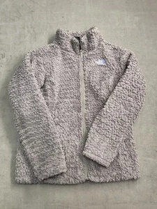 North Face Jacket Girls Large 14/16 Gray Sherpa Fleece Full Zip Soft Plush Warm - Picture 1 of 8