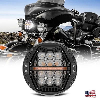 Faro halo LED redondo DOT 7" Hi-Lo DRL para Harley Electra Glide Ultra Classic Foto 1 de 4