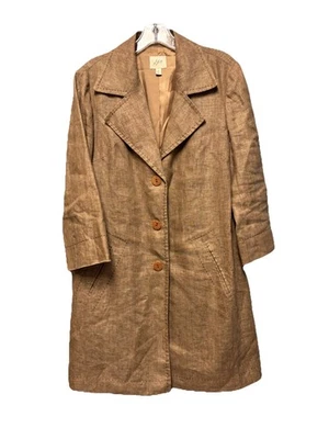 J Jill Womens 100% Linen All Weather 3/4 Length Raw Sienna Lined Coat Size M - Image 1 of 4