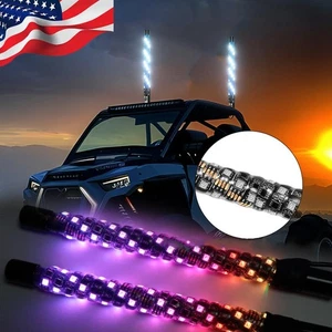 2X 1FT Spiral LED Fat Whip Lights for ATV UTV Can Am Polaris RZR - Picture 1 of 12