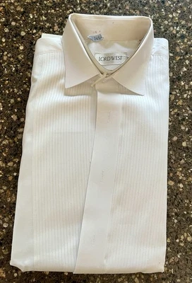 Nueva CAMISA ESMOQUIN LORD WEST BLANCA DELANTERA CUELLO ALA 15 1/2 34-35 Foto 1 de 4