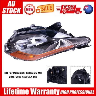 For Black Head Light Lamp Mitsubishi Triton MQ MR 2015~2018 4cyl GLX Ute Right - image 1 of 4