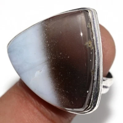 Anillo étnico Owhyee enchapado en plata 925 ópalo azul joyería hecha a mano talla EE. UU. 8 GW Foto 1 de 3