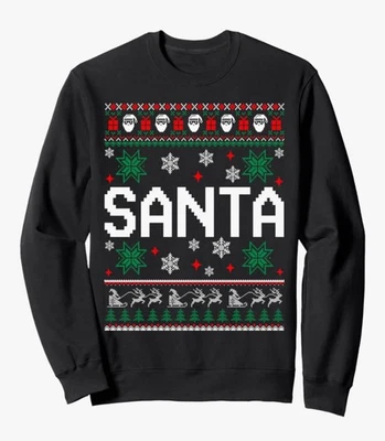 Christmas sweatshirt Santa snowflake Christmas Sweatshirt black Xlarge unisex - Image 1 of 4