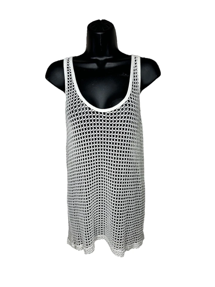 Hard Tail Womens Mesh Fishnet Racerback Tank Top Tunic White Y2k Edgy Punk  Sz S - Image 1 of 4